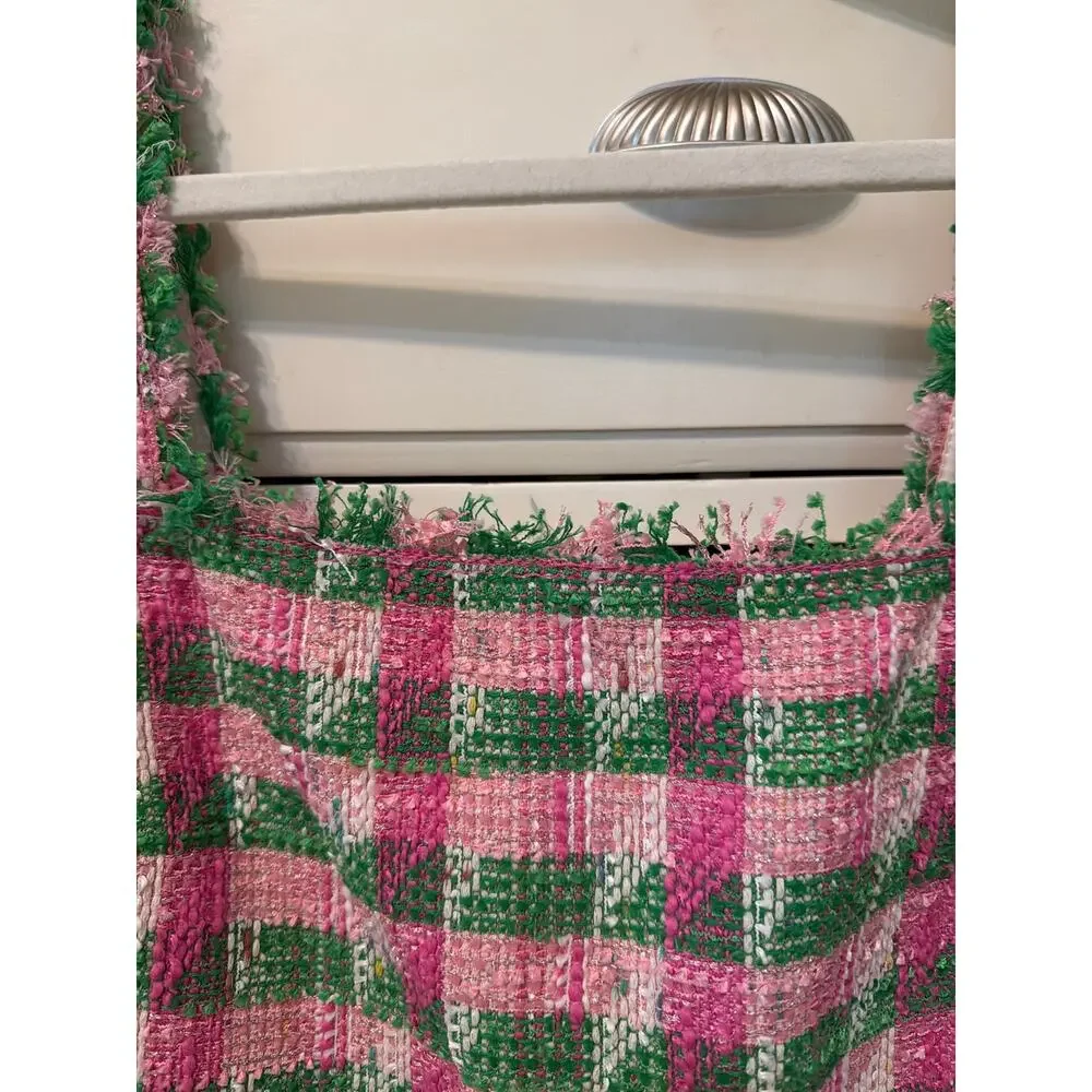 Kate Spade Tweed Dress Women's Size 6 Pink Green Twee Coquette Barbie Chic Posh